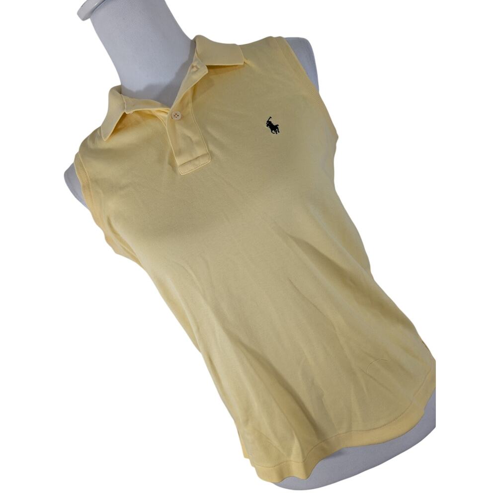 RALPH LAUREN SPORT! LEMON YELLOW CLASSIC SLEEVELESS 3 BUTTON LOGO TOP, SHIRT! S - Picture 11 of 11
